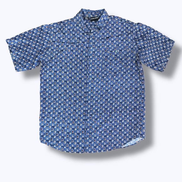 VTG Colore Italia Silk Shirt M Abstract Pattern Short Sleeve Resort Artwear 90s - Picture 2 of 5